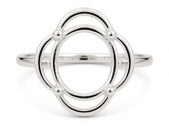 Sterling Silver Geometric Circle Ring Setting | Minimalist Open Bezel Ring Base | Handmade Silver Mount Ring | Modern Jewelry Gift for Women