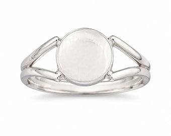 Bague vierge en argent sterling 925, monture ronde, base de chevalière minimaliste en argent, anneau ouvert ajustable, apprêt pour la création de bijoux.