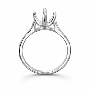 Plain Silver Solitaire Ring Setting, 925 Sterling 4 Prong Engagement Ring Moun