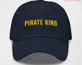 Geborduurde Dad Cap Eendelig PIRATE KING - 100% katoenen hoed - Minimalistisch Mugiwara Luffy-cadeau