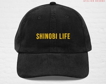 Geborduurde corduroy pet Naruto SHINOBI LIFE - Vintage minimalistische streetwear; Naruto Shippuden