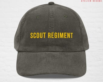 Geborduurde corduroy pet Attack on Titan: SCOUT REGIMENT - Vintage minimalistische streetwear
