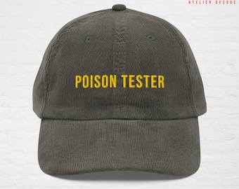 Geborduurde corduroy pet Apothekerdagboeken giftester - vintage minimalistische streetwear