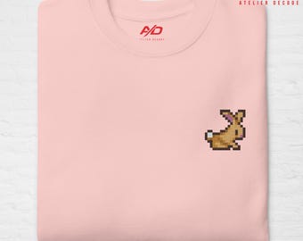 Stardew Valley geborduurd konijn pixelart sweater en t-shirt| Gezellig gamercadeau