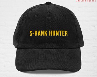 Geborduurde corduroy pet solo waterpas S-RANK HUNTER - Vintage minimalistische streetwear