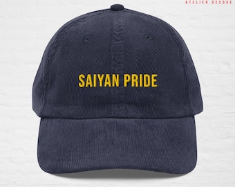 Geborduurde corduroy pet DBZ SAIYAN PRIDE - Vintage minimalistische streetwear
