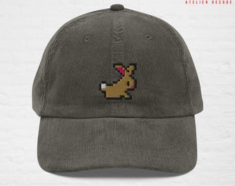 Met konijn geborduurde corduroy pet | Stardew Valley-konijn | Gezellig gamecadeau
