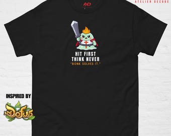 Op Dofus geïnspireerd T-shirt RPG-lessen: krijger, genezer, gokker en portalgebruiker | MMO-CADEAU