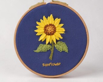 Sunflower Pattern Embroidery Kit Modern Floral DIY Beginner Botanical Nature Craft Gift