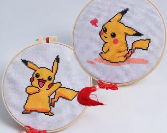 Anime Embroidery Kit for Beginners Yellow Monster Cartoon Cross Stitch Set DIY Kids Craft