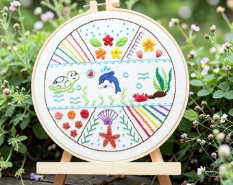 Modern Floral Letter Art Embroidery Kit Initial Monogram DIY Needlework Adult Craft Gift