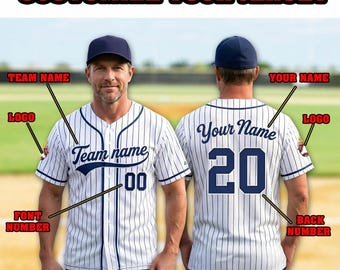 Camiseta de béisbol personalizada a rayas, uniforme de equipo personalizado con nombre, número y logotipo, camiseta de béisbol personalizada para hombres, jóvenes y niños, béisbol personalizado