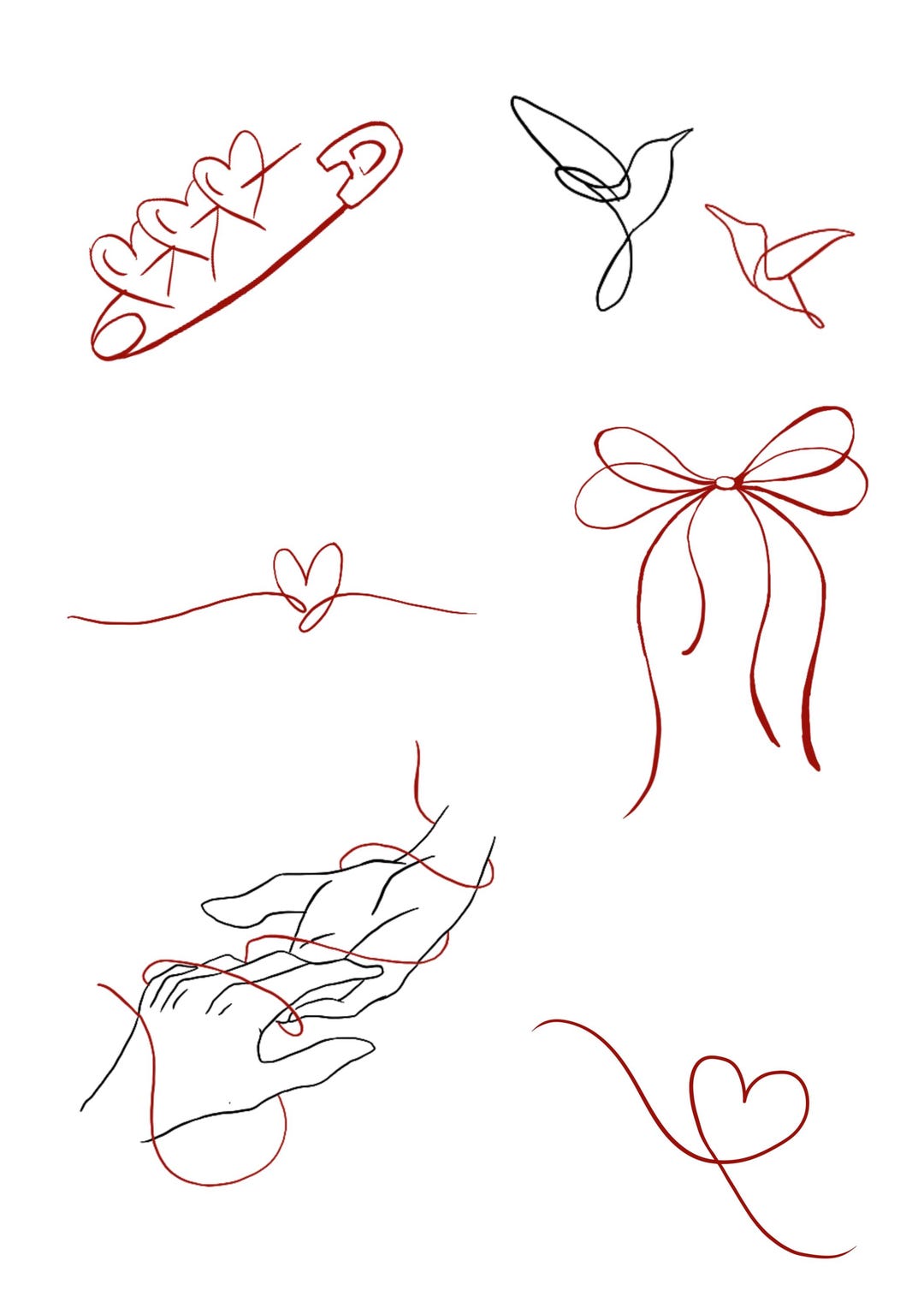 Red String Draw Designs Red String Tattoo Designs | Minimal Fine Line Symbolic Pack (digital ...