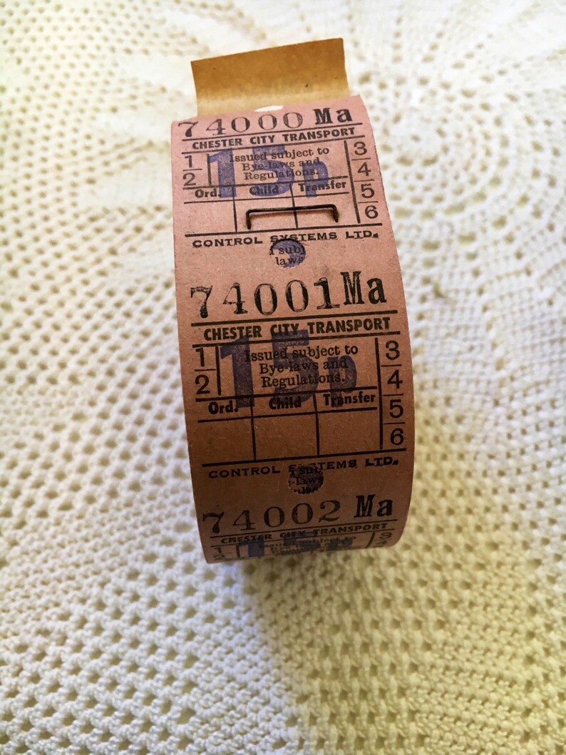 May include: Three vintage paper tickets for Chester City Transport. The tickets are brown with black text and numbers. The tickets are numbered 74000 Ma, 74001 Ma, and 74002 Ma. The tickets are issued subject to bye-laws and regulations.