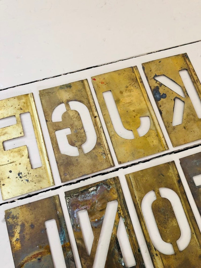 Vintage Brass Letter Stencils Antique Rustic Industrial Decor Etsy UK