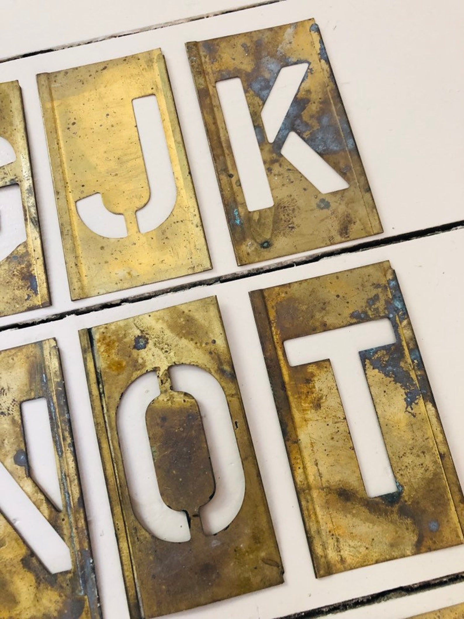 Vintage Brass Letter Stencils Antique Rustic Industrial Decor Etsy
