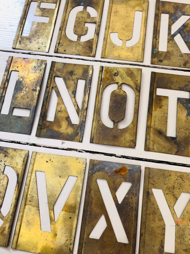 Vintage Brass Letter Stencils Antique Rustic Industrial Decor Etsy
