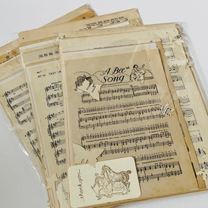 Vintage bladmuziek boekpagina's Muziekpapier Pack Ephemera Pack Crafting Craft Pack Scrapbooking Snailmail Junk Journal Decoupage afbeelding 1