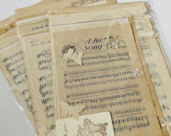 Vintage Sheet Music Book Pages Music Paper Pack Ephemera Pack Crafting Craft Pack Scrapbooking Snailmail Junk Journal Decoupage