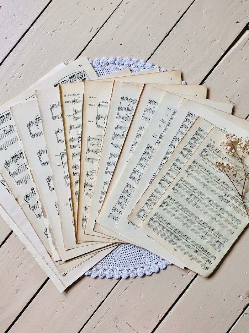 Vintage Sheet Music Book Pages Music Paper Pack Ephemera Pack Crafting Craft Pack Scrapbooking Snailmail Junk Journal Decoupage image 3