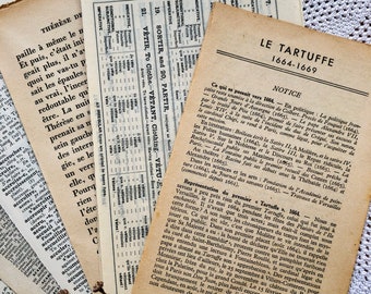 Vintage French Book Pages Ephemera Pack, Junk Journal Supply