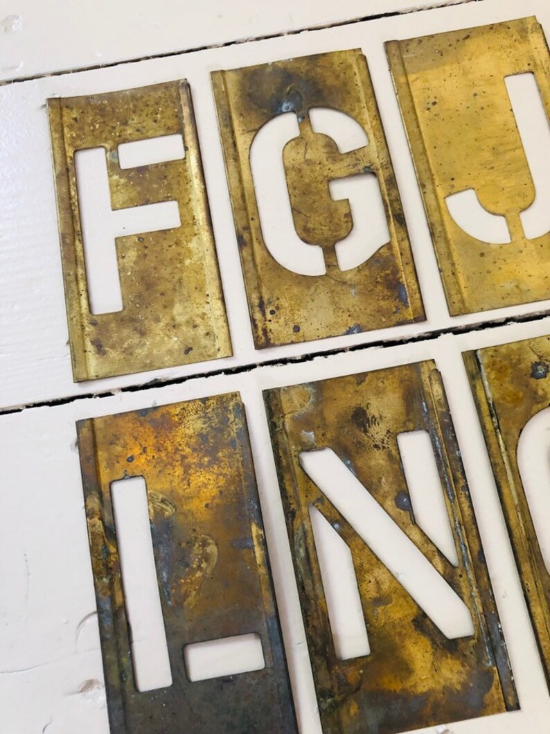 Antique Vintage Brass Letter Stencils Rustic Industrial Decor | Etsy