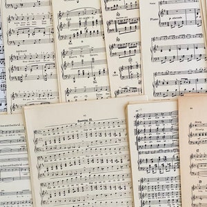 Vintage Sheet Music Book Pages Music Paper Pack Ephemera Pack Crafting Craft Pack Scrapbooking Snailmail Junk Journal Decoupage zdjęcie 6