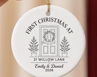 Our First House Christmas Ornament, Personalized Gift First Home Address Ceramic Keepsake, Housewarming Gift, New Home Christmas Gift
