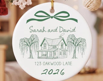 Personalized New Home Ornament 2026, First House Christmas Keepsake, Custom Address Gift for New Homeowners, Family Bauble Ornament Keepsake