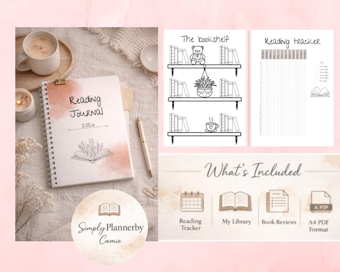 Printable Reading Journal 2026- Minimalist Book Tracker & Review ...