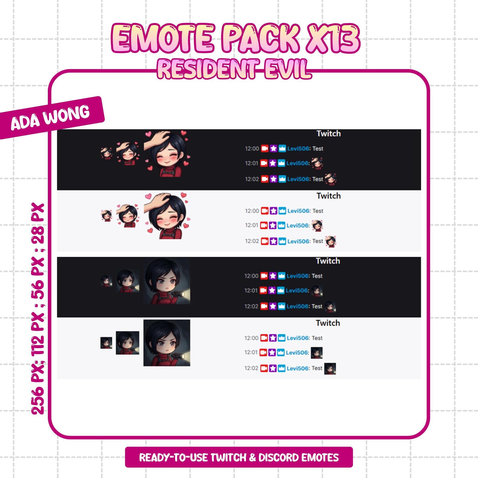 Ada Wong Resident Evil Emote Pack X13 | Cute Chibi Emotes for Twitch ...