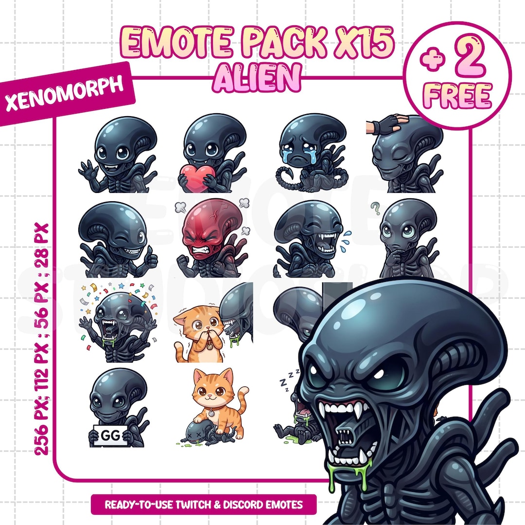 Xenomorph Alien Emote Pack X17 | Horror Emotes for Twitch and Discord ...