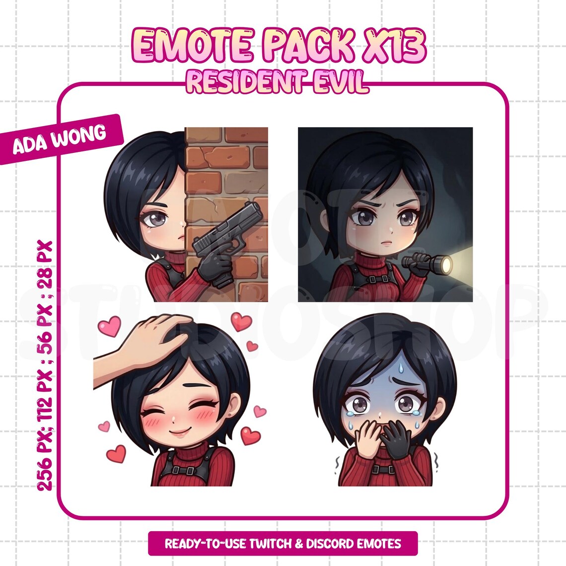 Ada Wong Resident Evil Emote Pack X13 | Cute Chibi Emotes for Twitch ...