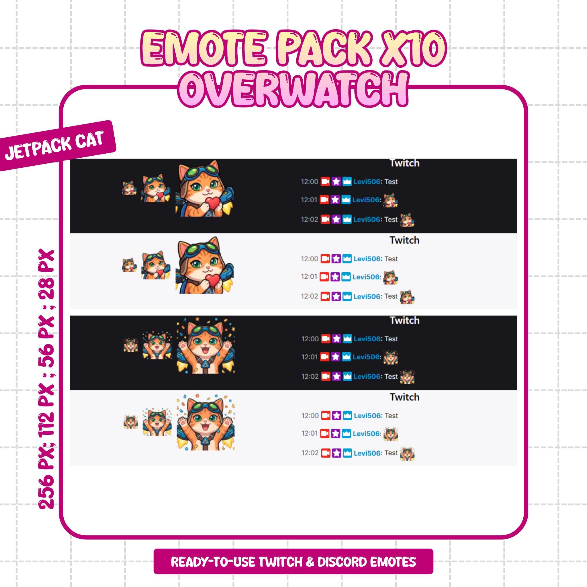 Jetpack Cat Overwatch Emote Pack X10 | Cute Chibi Emotes for Twitch ...