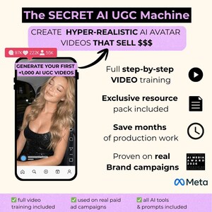 UGC-video's met AI | Gids + videocursus | Onbeperkte advertenties | e-commerce