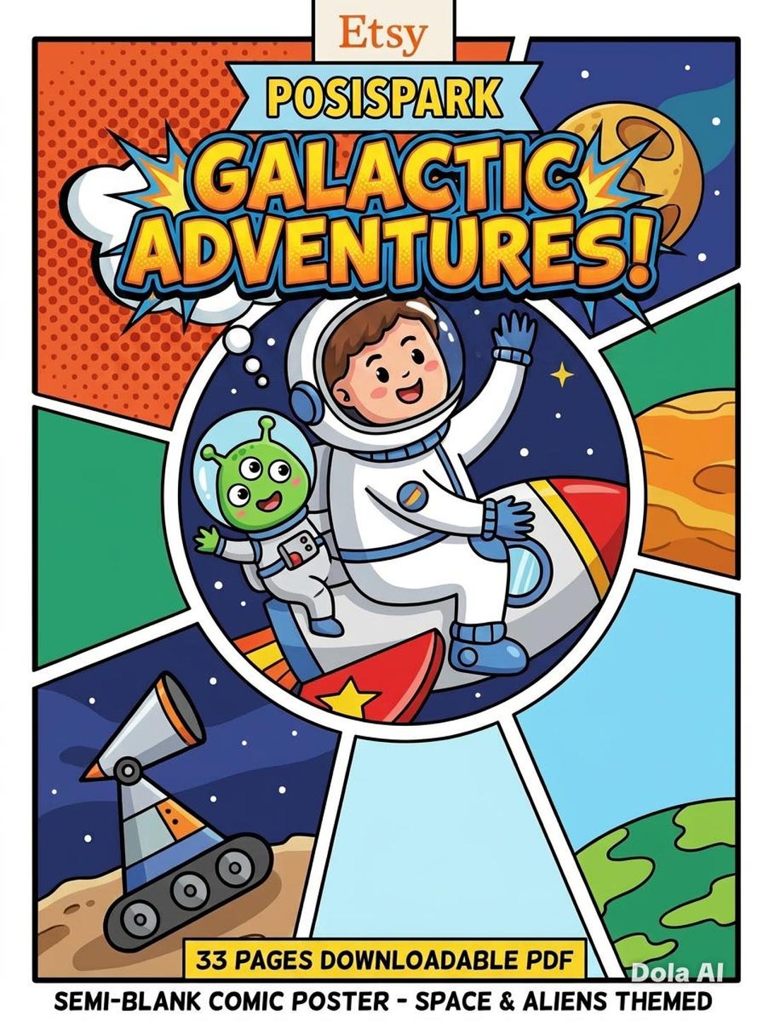 Space Aliens Comic Book Pages | Create Your Own Comic (digital Download ...