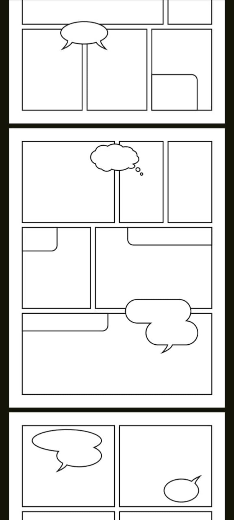 Blank Manga Comic Strip Pages | 60 Panel Layout Templates (digital ...