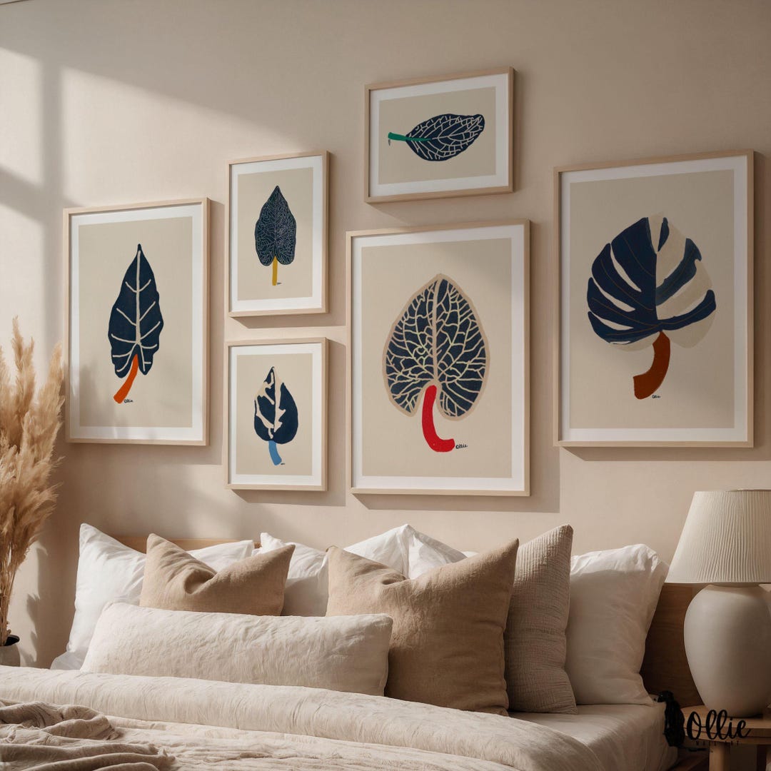 Abstract Leaf Print Digital Download Wall Art Gallery Wall Set ...