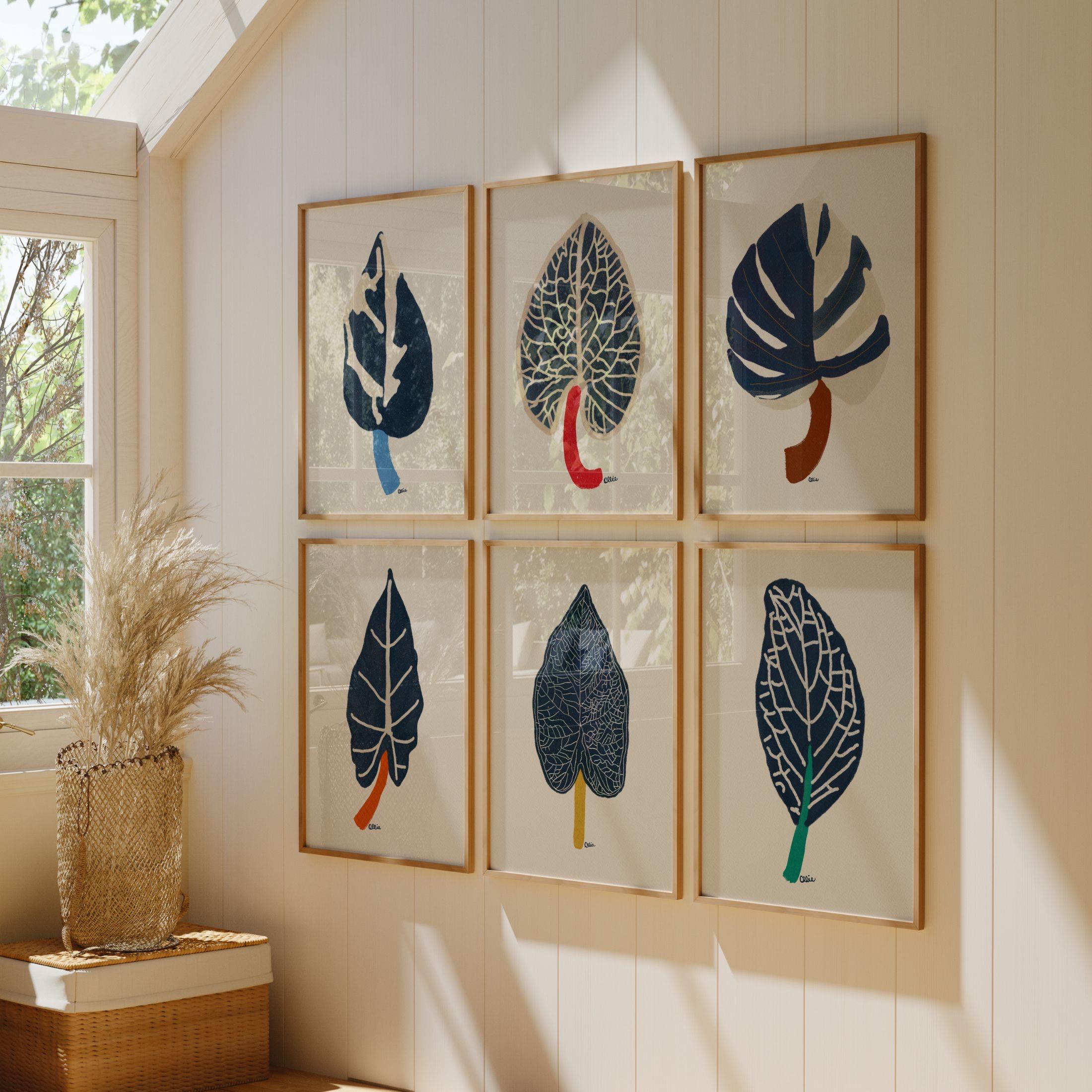 Abstract Leaf Print Digital Download Wall Art Gallery Wall Set ...