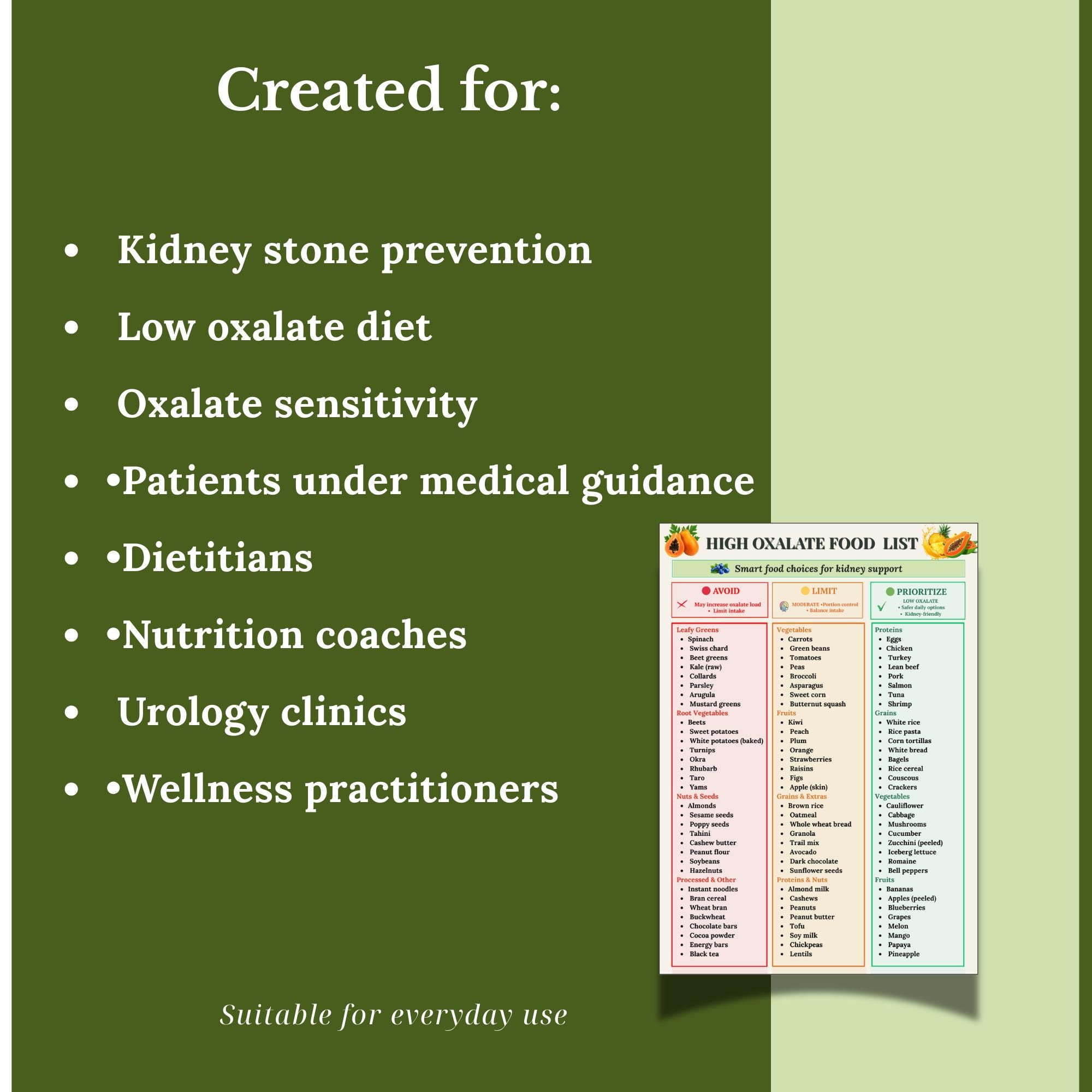 High Oxalate Food List Printable | Low Oxalate Diet Chart PDF | Kidney ...