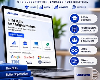 Acceso a cuenta privada de Coursera Plus por 12 meses: suscripción de aprendizaje digital