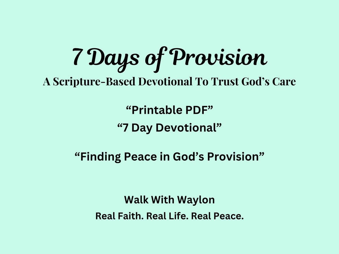 7 Days of Provision Devotional Printable PDF, Christian Devotional ...