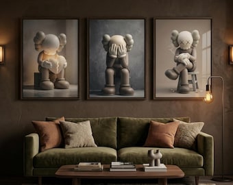 KAWS Poster 3er Set, Pop Art, moderne Wandkunst, Hypebeast Dekor, digitaler Download