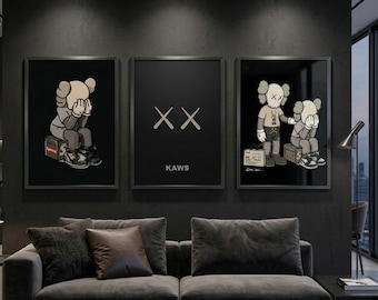 KAWS Wandkunst 3er-Set | Hypebeast Dekor | Pop Art Drucke | Digitaler Download
