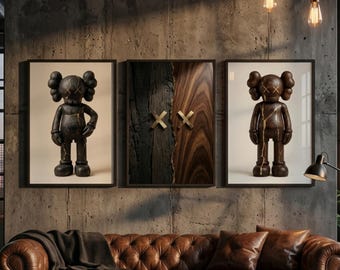 KAWS 3-teilige Wandkunst, meistverkaufte Wandkunst, Hypebeast Decor, digitaler Download