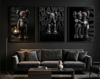 KAWS Poster 3er Set, Pop Art, moderne Wandkunst, Hypebeast Dekor, digitaler Download
