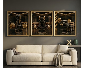 KAWS Wall Art 3er Set, Hypebeast Decor, Pop Art, digitaler Download