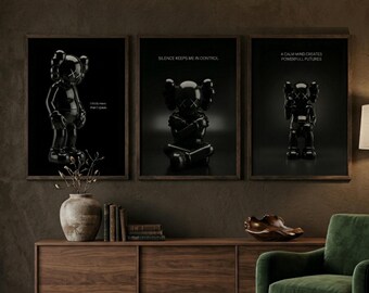 KAWS Poster 3er-Set, Hypebeast Decor, Graffiti Kunstdruck, Pop Art, digitale Wandkunst, moderne Wandkunst