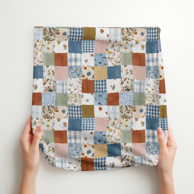 Vintage Patchwork Quilt Seamless Pattern, Cottagecore Floral Digital ...