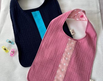 Set of 2 - Sustainable bibs - customizable - handmade - absorbent & soft - baby gift